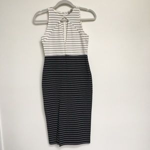 ASOS black and white striped midi dress